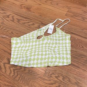 ⭐️BOGO⭐️ - PACSUN CHECKERED ONE SLEEVE CROP TOP